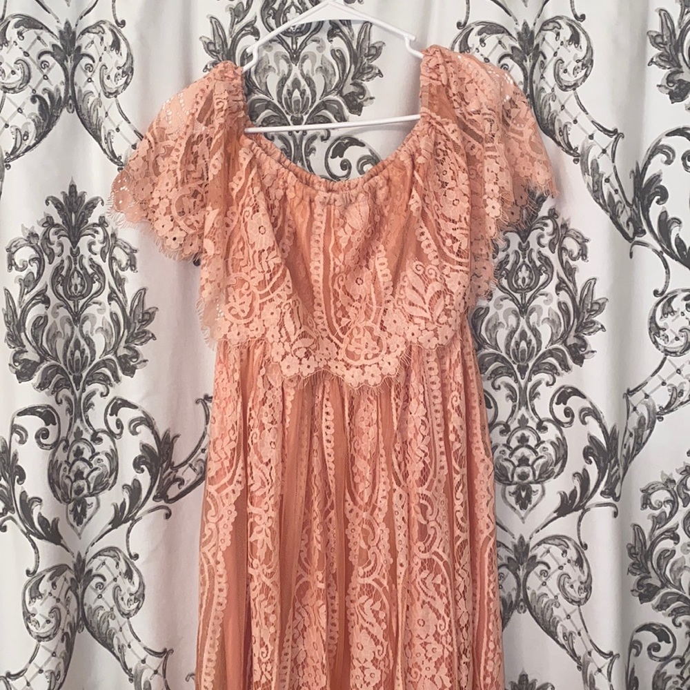 Blush lace boho maxi dress
